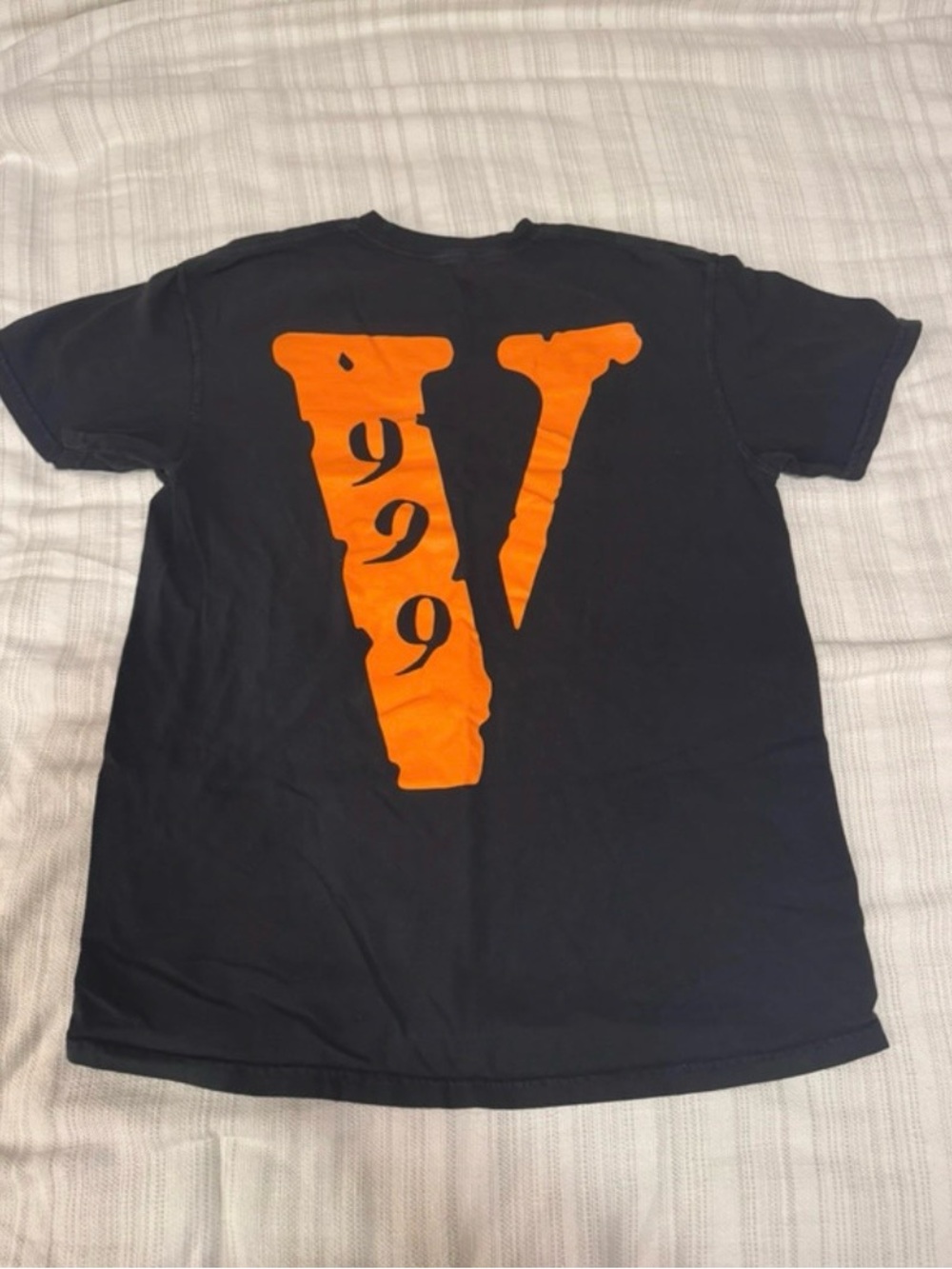 VLONE Black Tee with Bright Orange 'V' 1999 Graphic